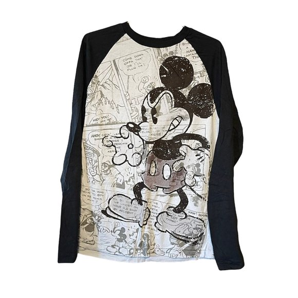 Disney Store Woman's Long Sleeve Casual Black & Grey Grapic Tee Size Medium - Picture 1 of 4